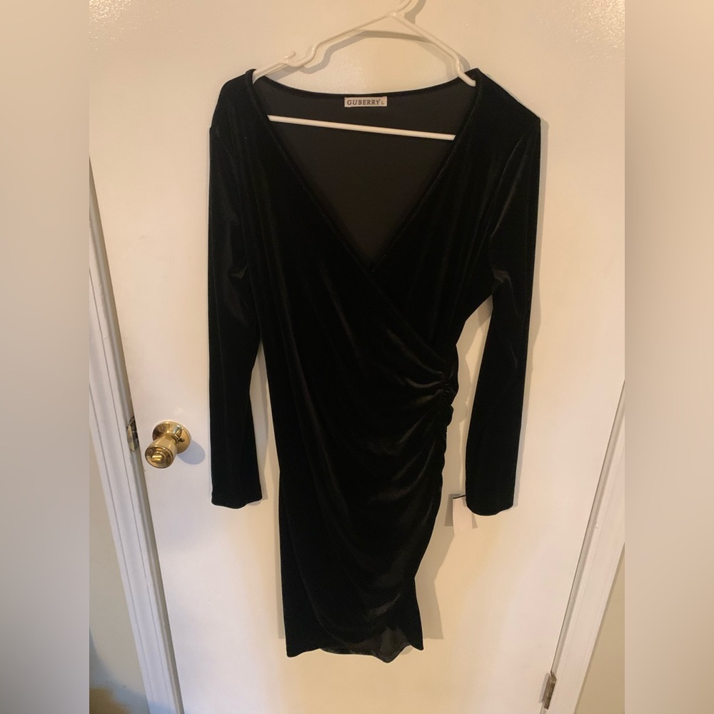 Long sleeve black velour  women’s dress